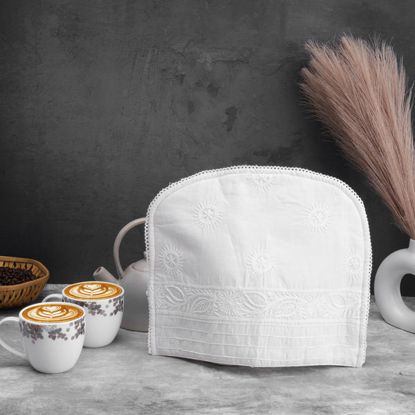 White Chikankari Tea Cozy