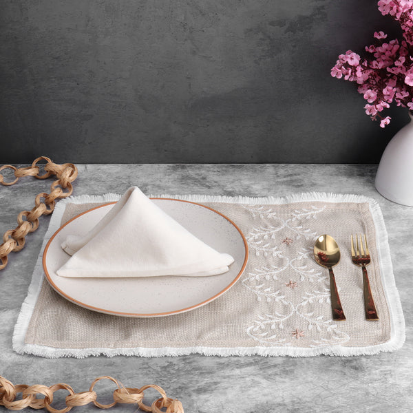 Beige Chikankari Table Mat