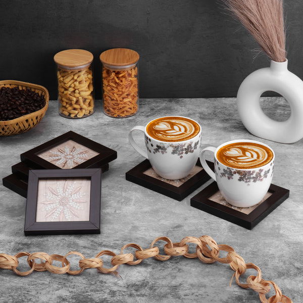 Lucknowi Chikankari Tea Coasters- Fiber